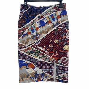 Maeve/Anthro-Vannia Bird Printed Pencil Skirt